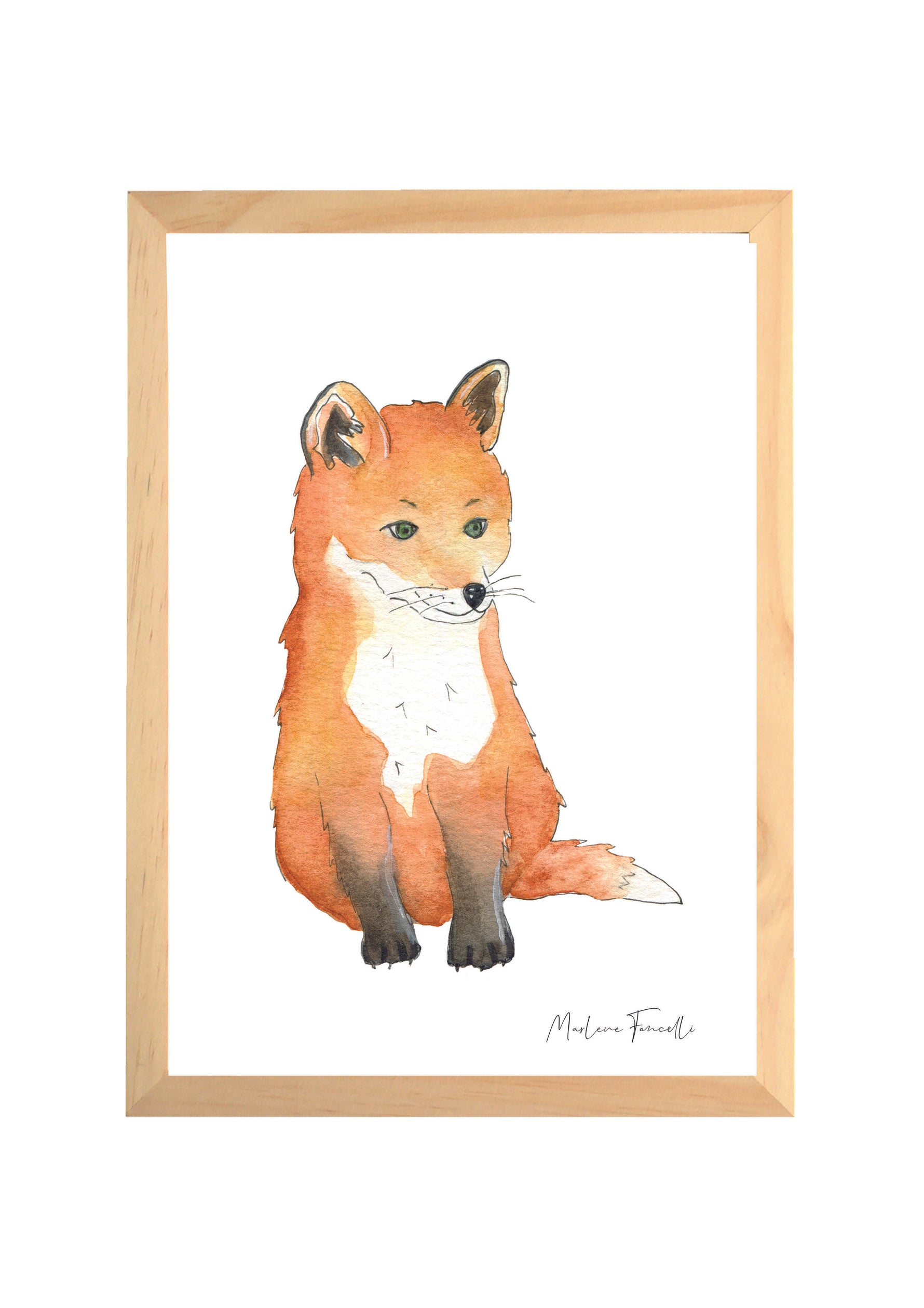 Cadre affiche aquarelle Robin le Renardeau image 0