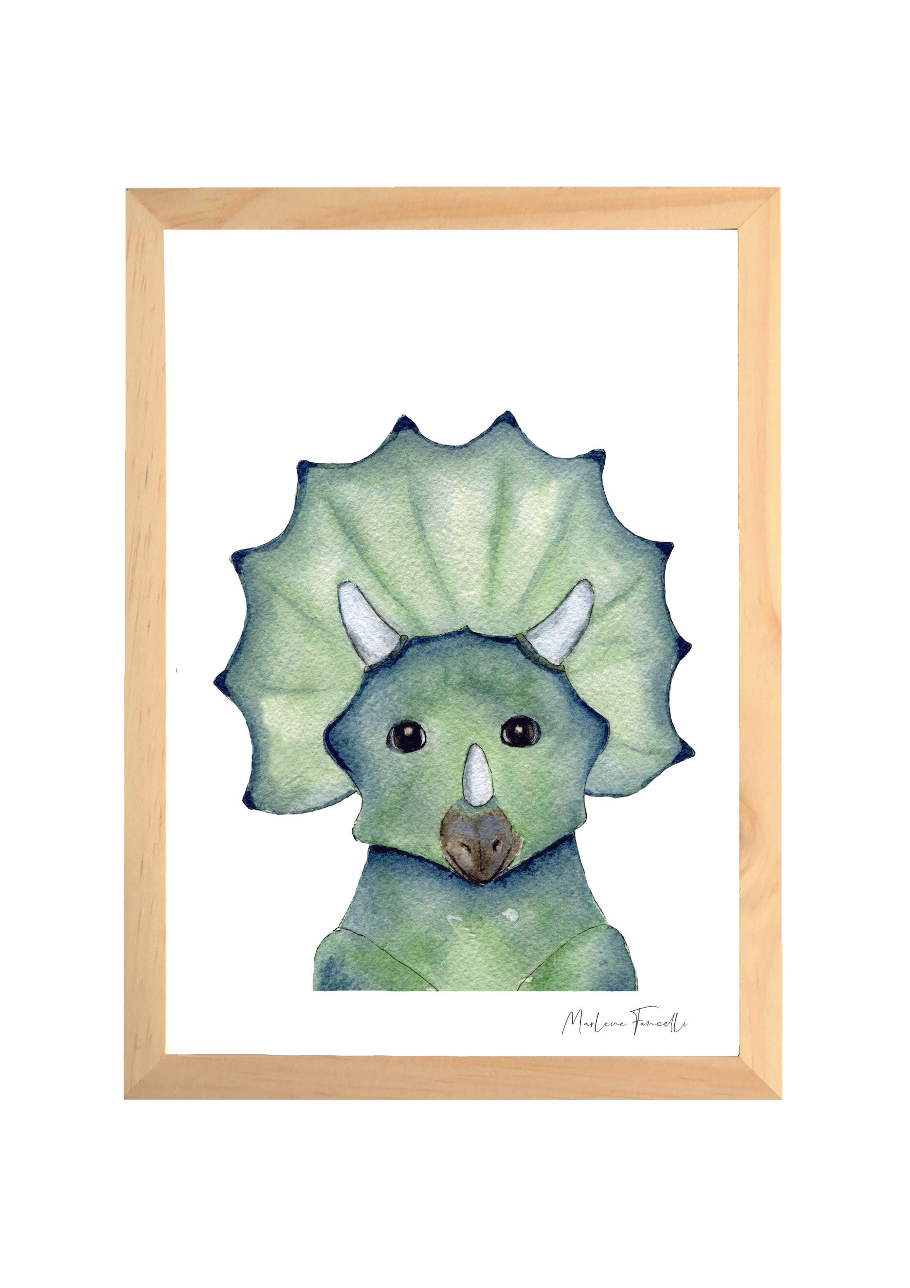 Cadre affiche aquarelle Tricératops Hector image 0