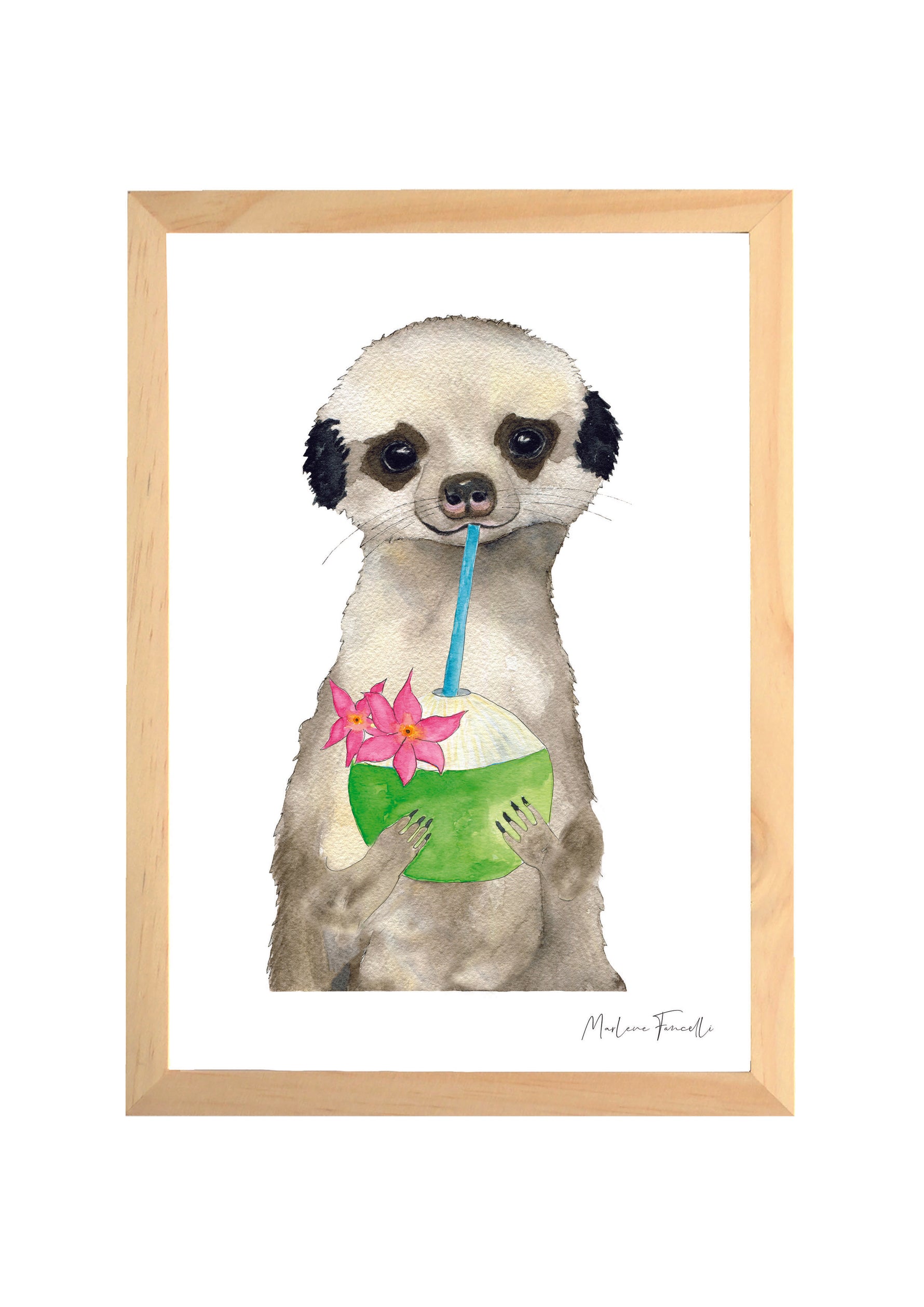 Cadre affiche aquarelle Suricate Summer image 0