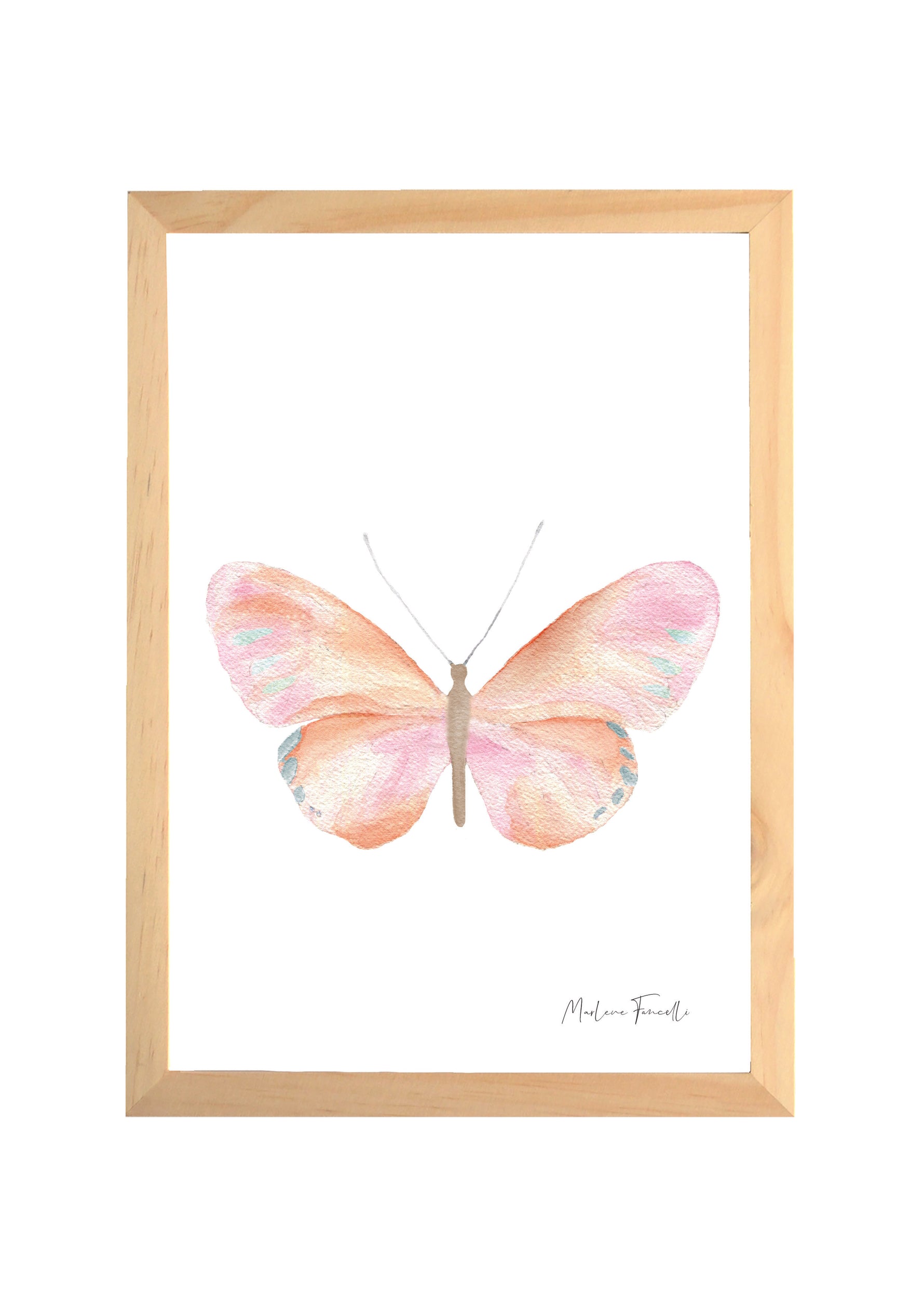 Cadre avec affiche aquarelle Papillon Rose image 0