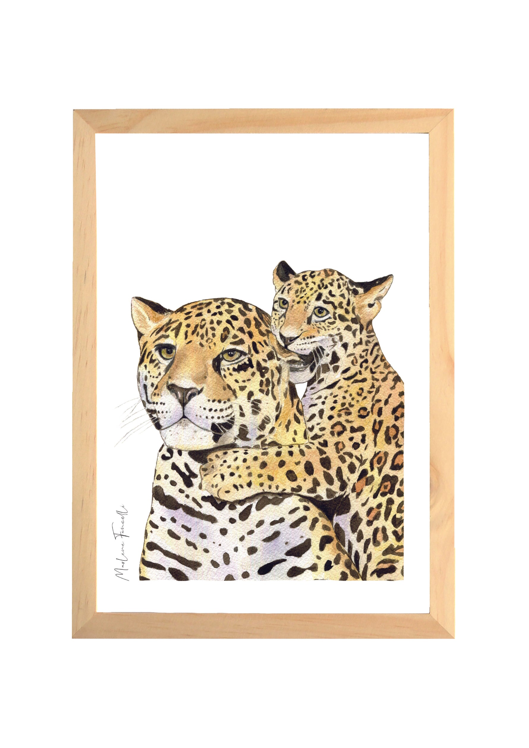 Cadre affiche aquarelle Famille Léopard image 0