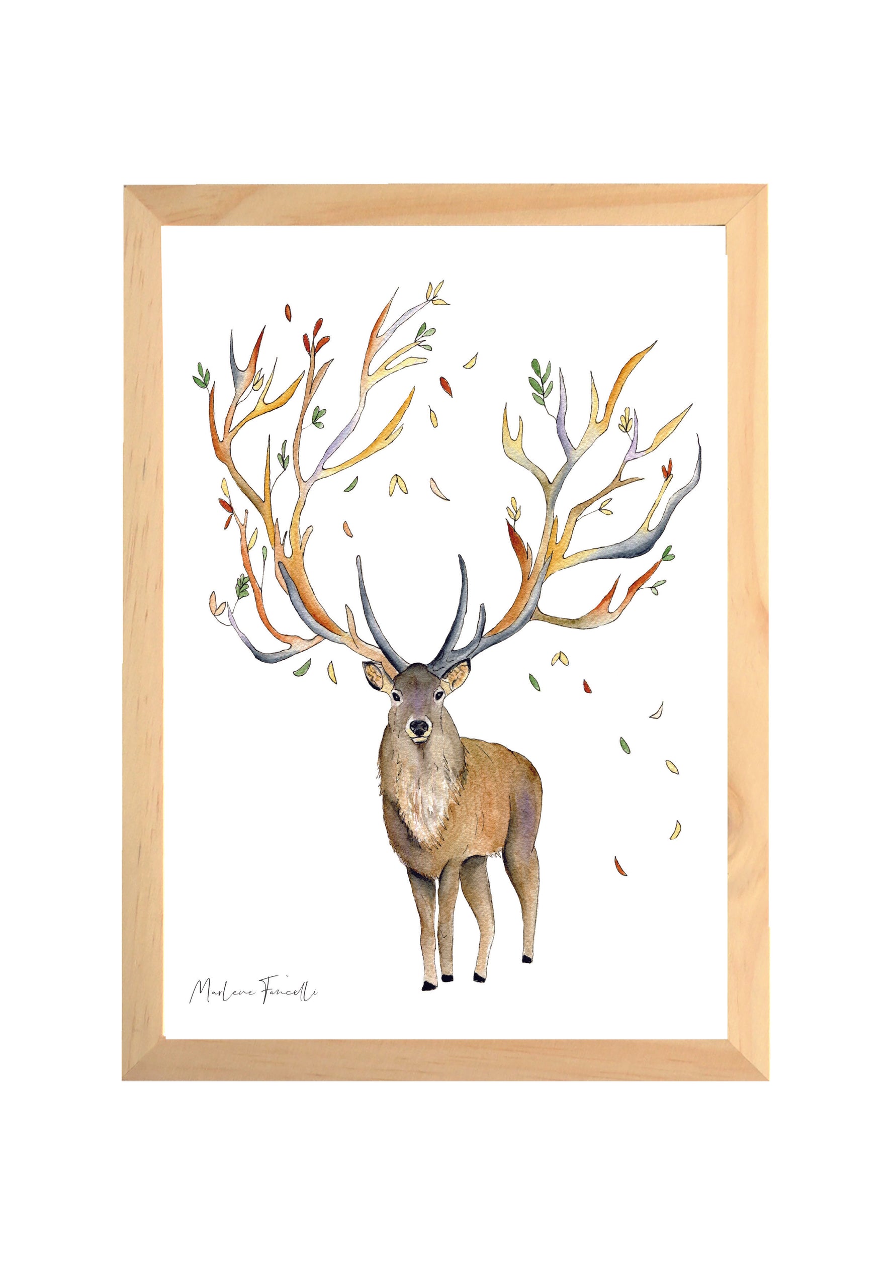 Cadre affiche aquarelle Cerf Miral image 0