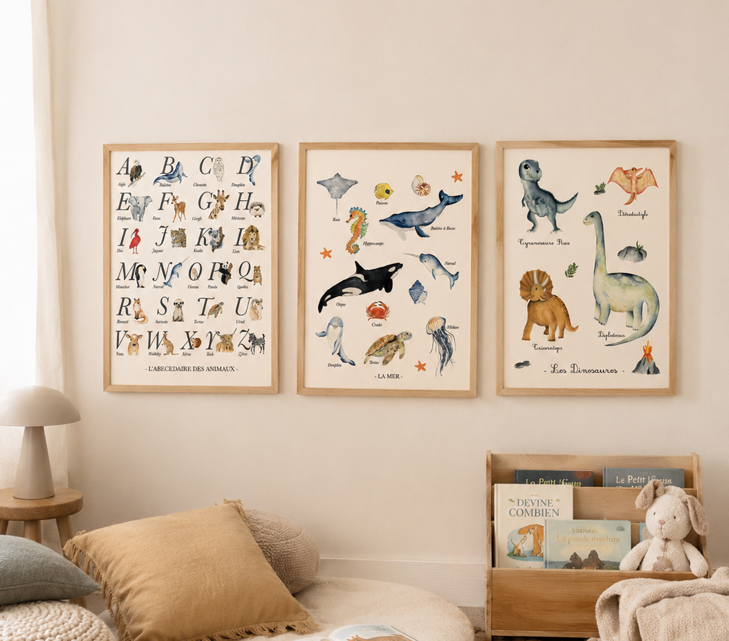Affiche apprentissage alphabet et animaux éducatif 