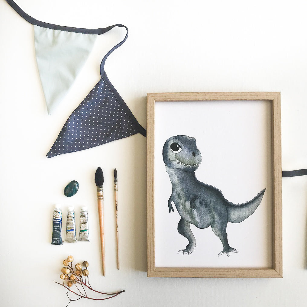 Affiche dinosaure aquarelle – Posters dino pour chambre enfant