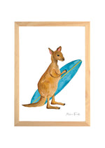 Cadre affiche aquarelle Kangourou Surf image 0