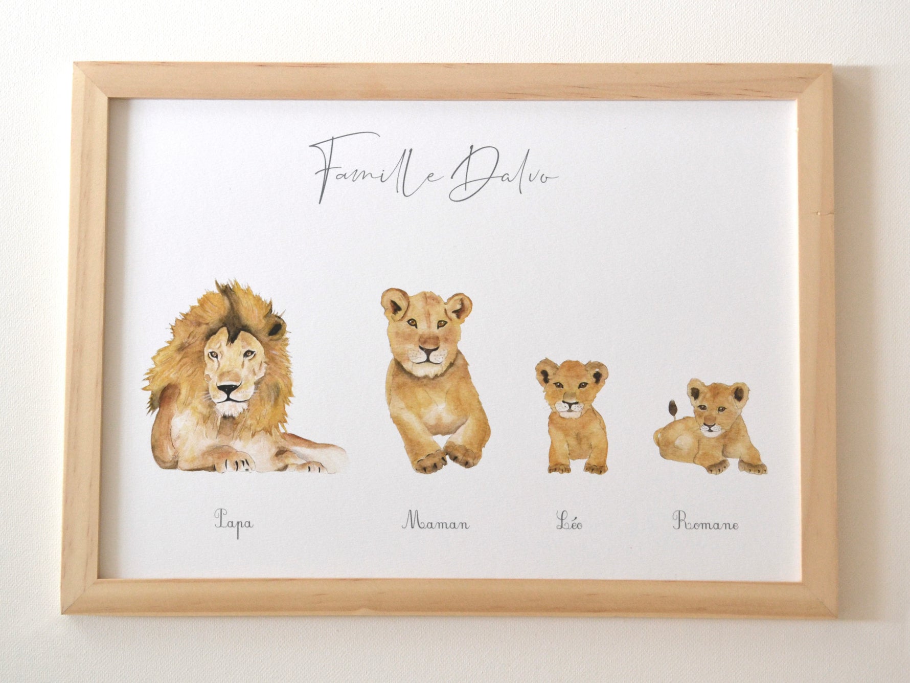 Cadre Famille lion aquarelle personnalisée image 5