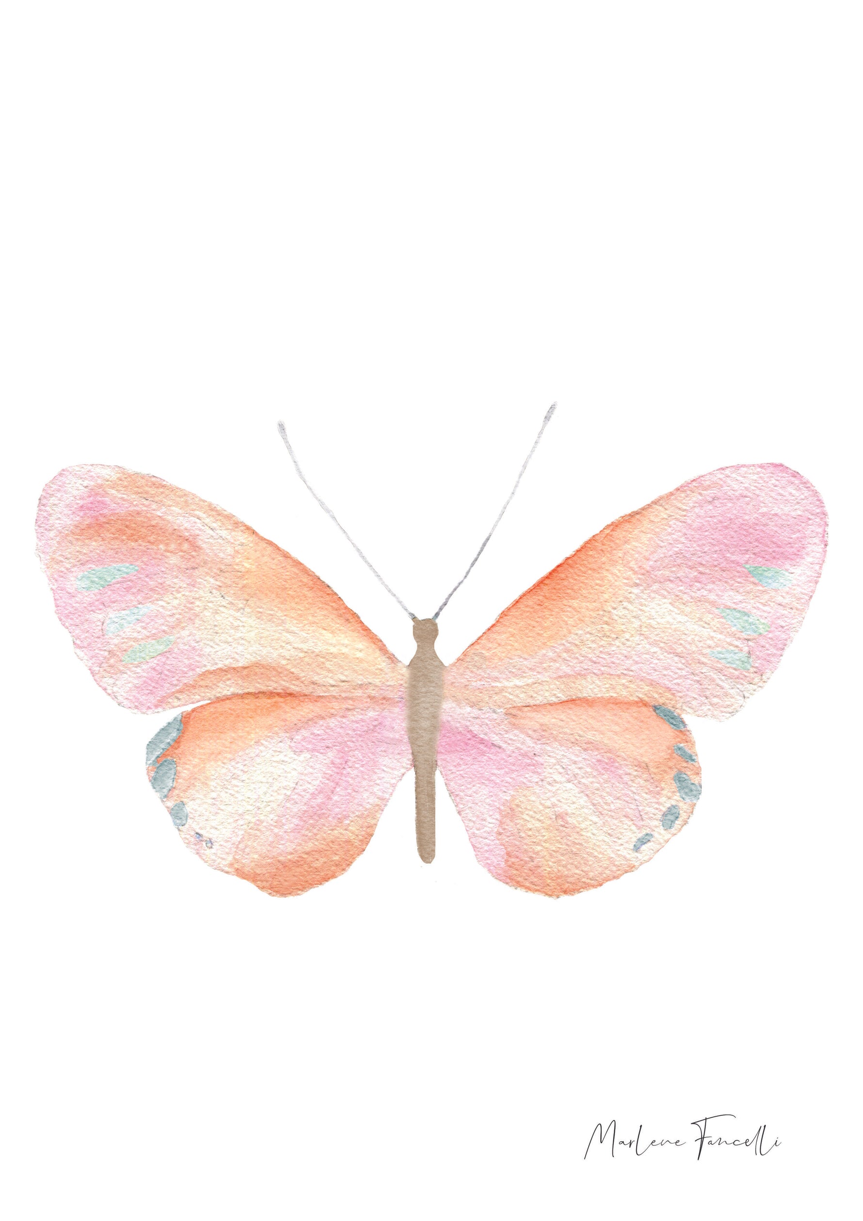Cadre avec affiche aquarelle Papillon Rose image 1