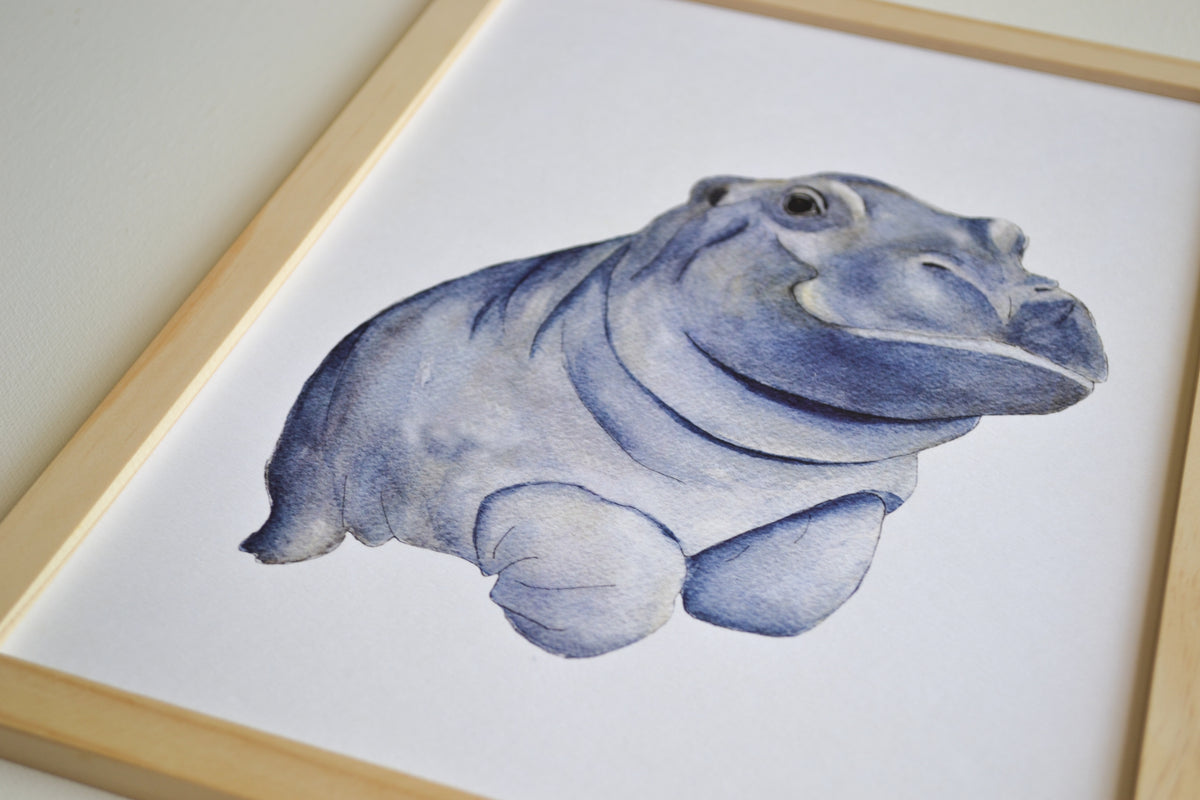 Cadre affiche aquarelle Hippopotame Valer image 3