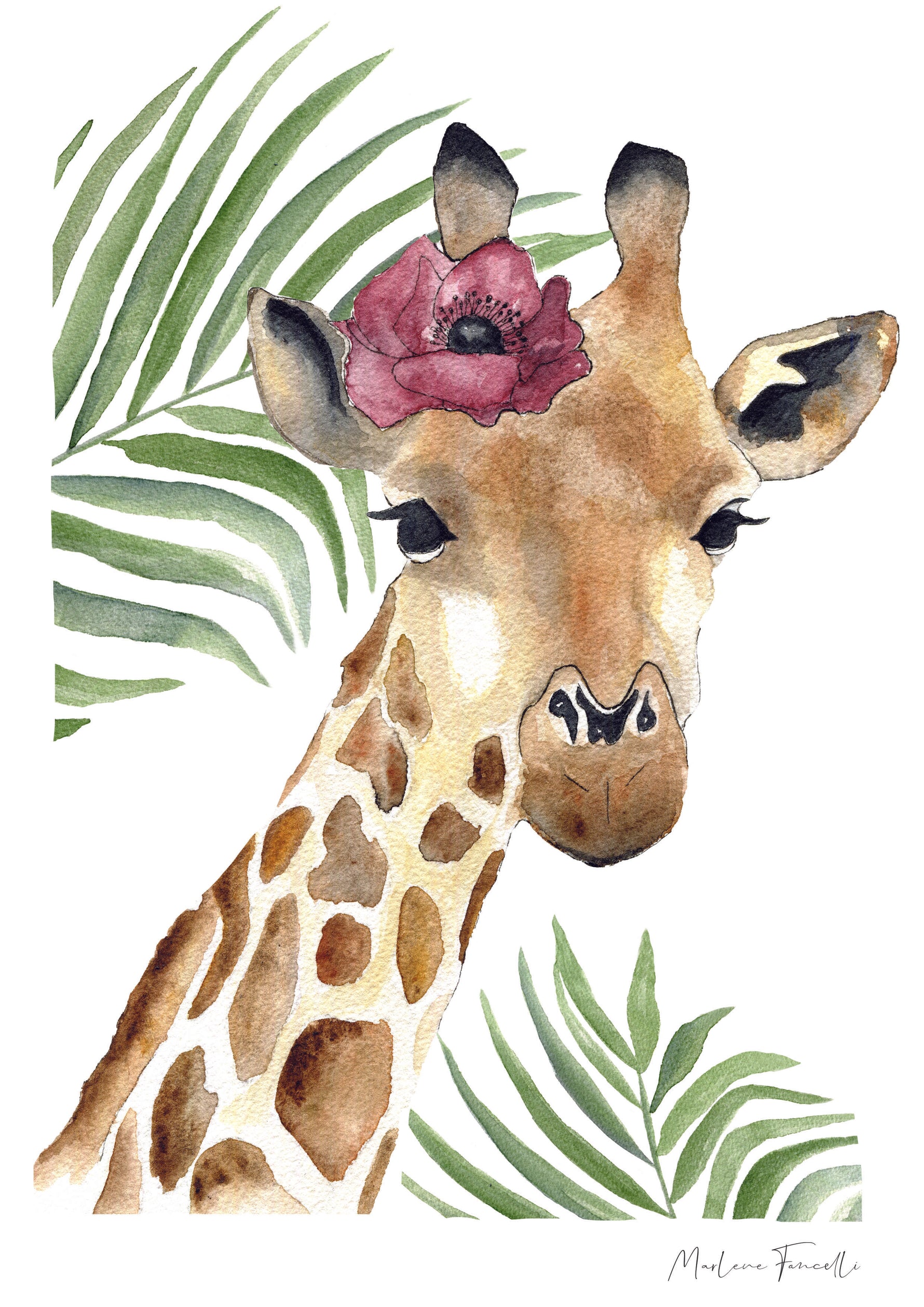 Cadre affiche aquarelle Girafe & Feuilles  Séraphine image 4