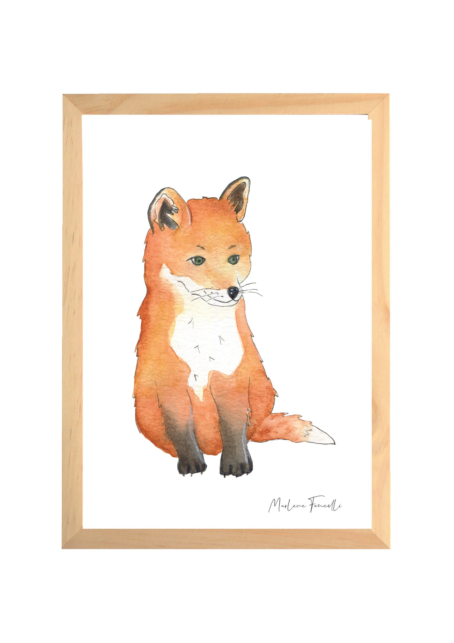 Cadre affiche aquarelle Robin le Renardeau image 0