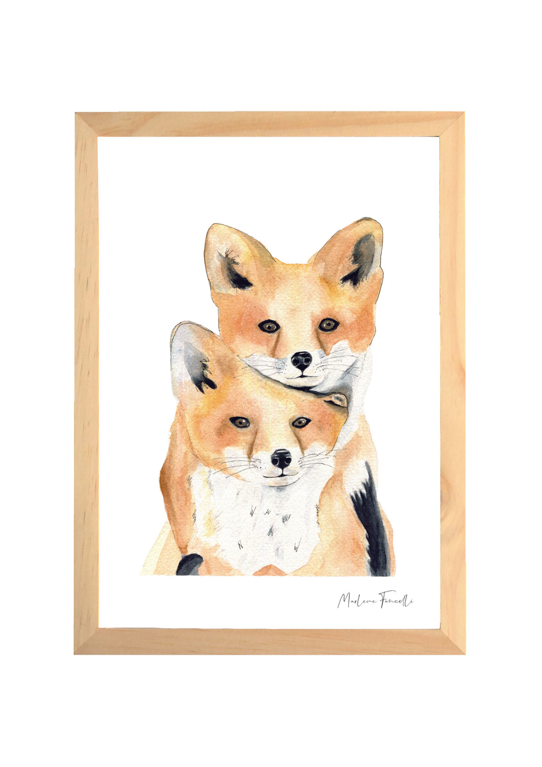 Cadre affiche aquarelle Famille Renard image 0