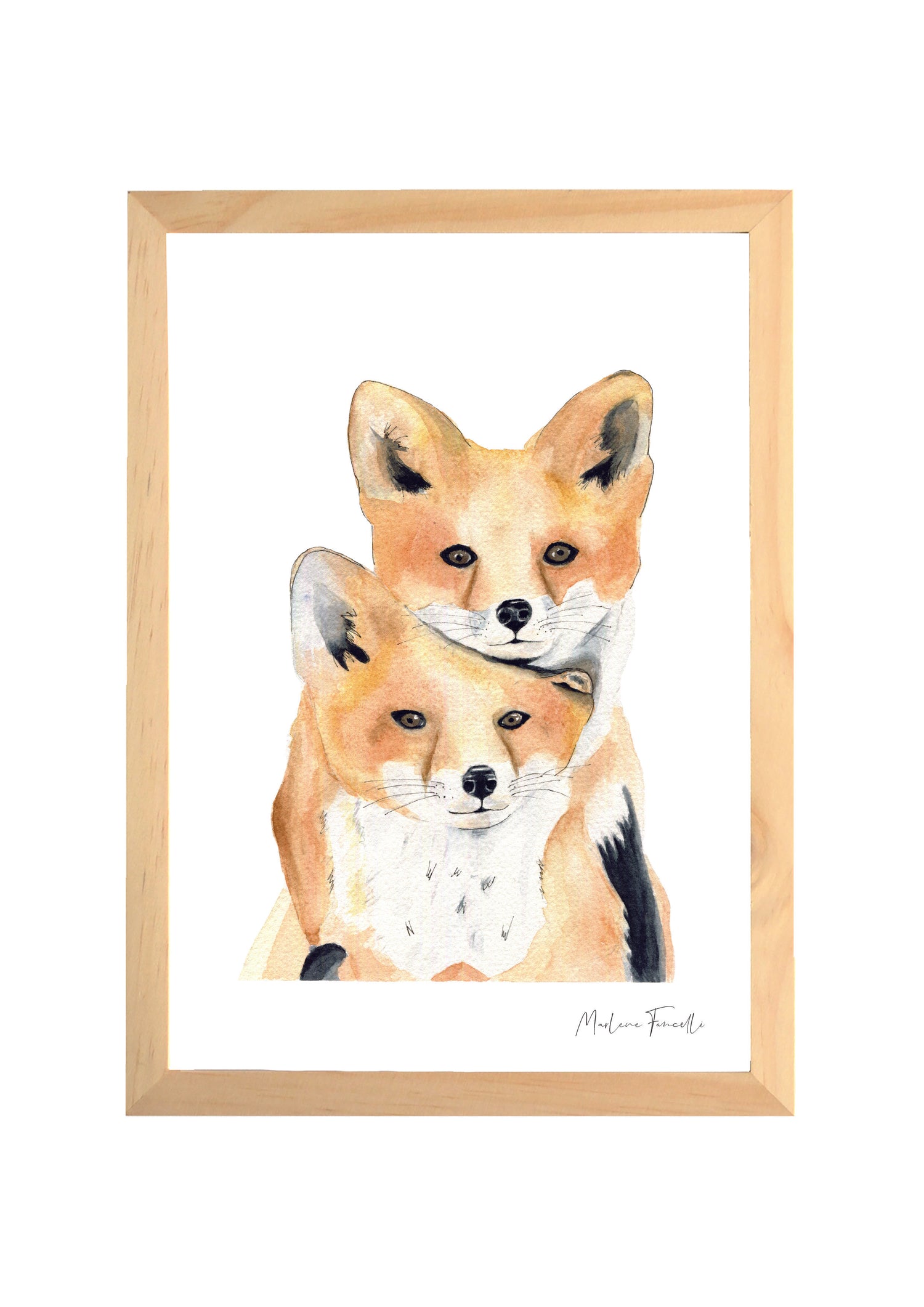 Cadre affiche aquarelle Famille Renard image 0