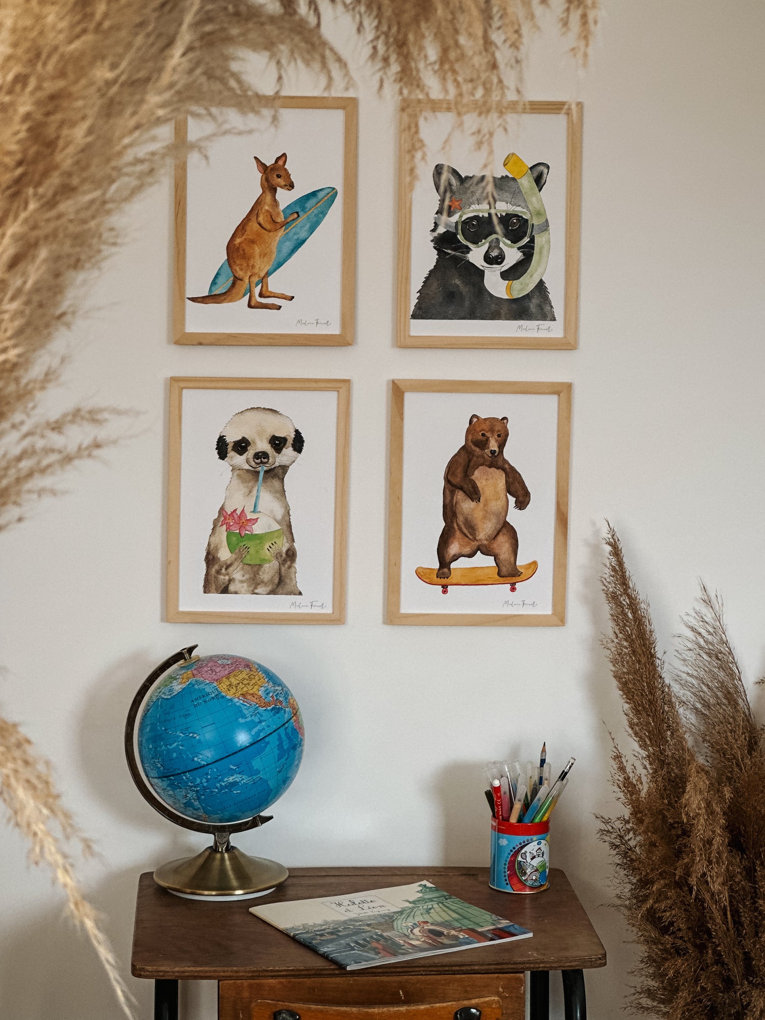 Cadre affiche aquarelle Suricate Summer image 1