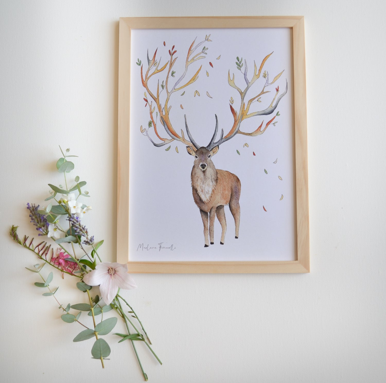 Cadre affiche aquarelle Cerf Miral image 1