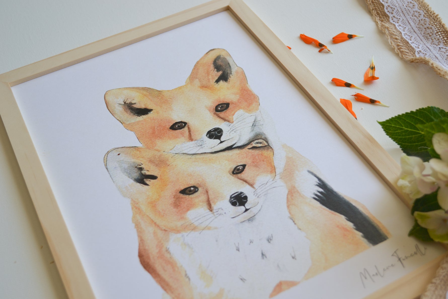 Cadre affiche aquarelle Famille Renard image 4