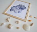 Cadre affiche aquarelle Hippopotame Valer image 1