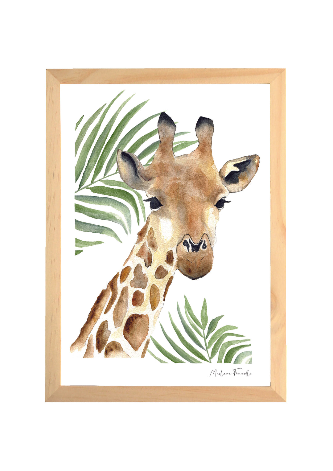 Cadre affiche aquarelle Girafe & Feuilles Séraphin image 0