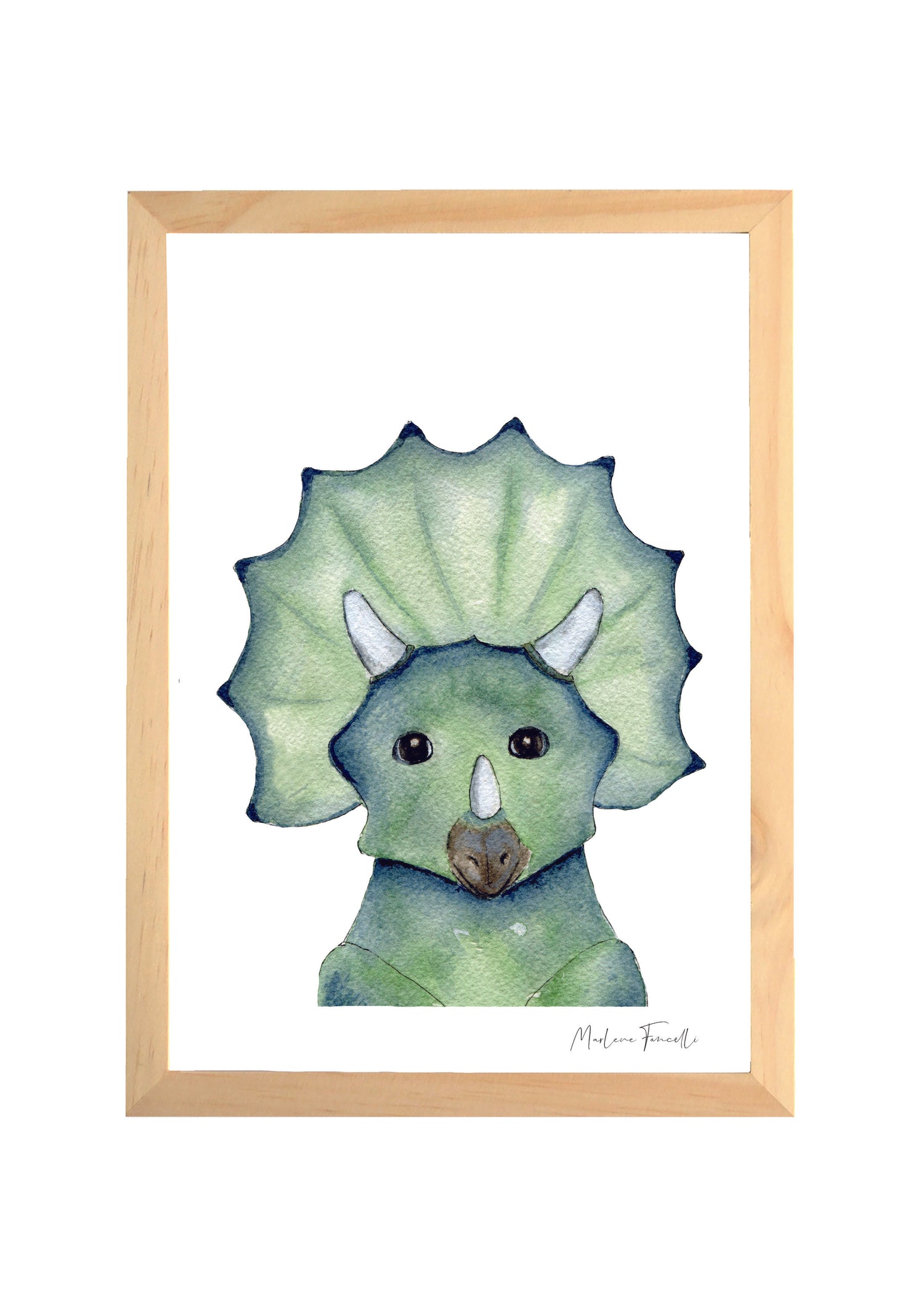 Cadre affiche aquarelle Tricératops Hector image 0