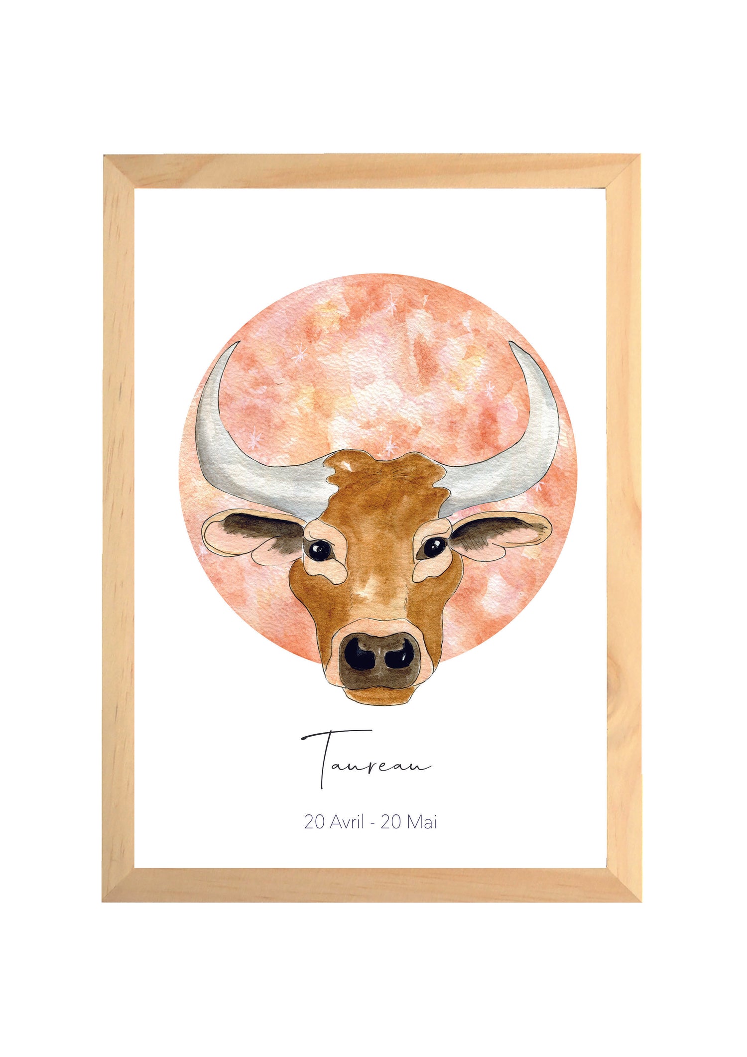 Signe Astrologique Taureau - Illustration aquarelle image 1