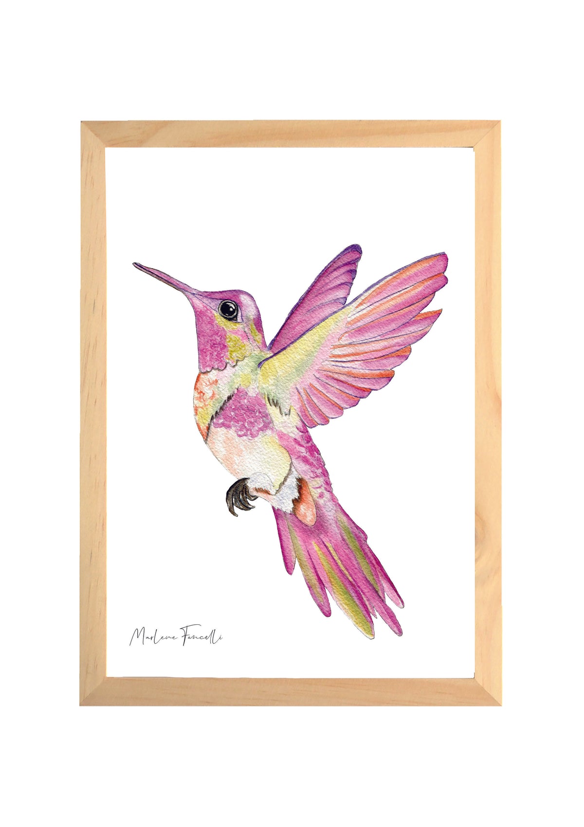 Cadre affiche aquarelle Naomie le Colibri image 0