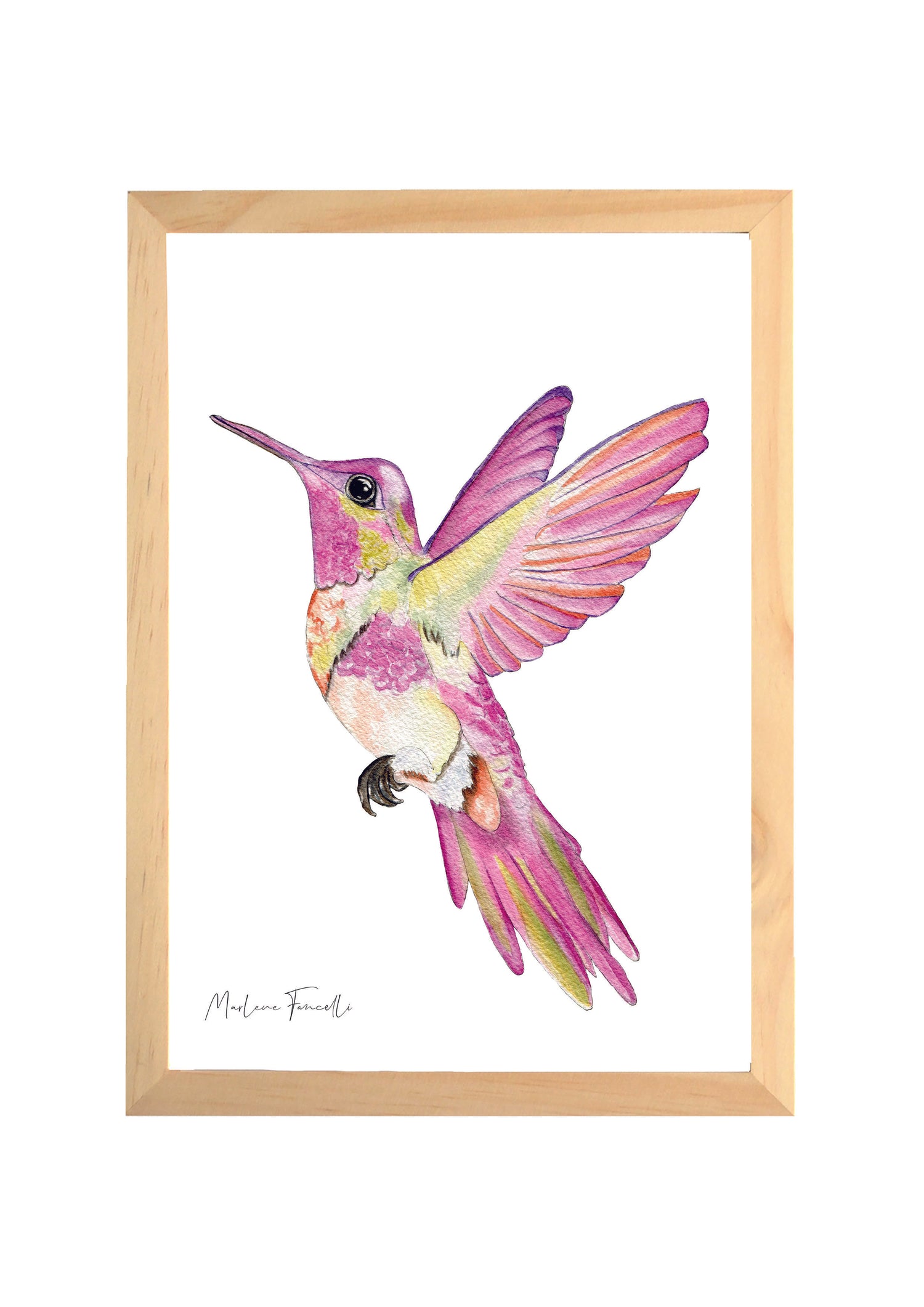 Cadre affiche aquarelle Naomie le Colibri image 0