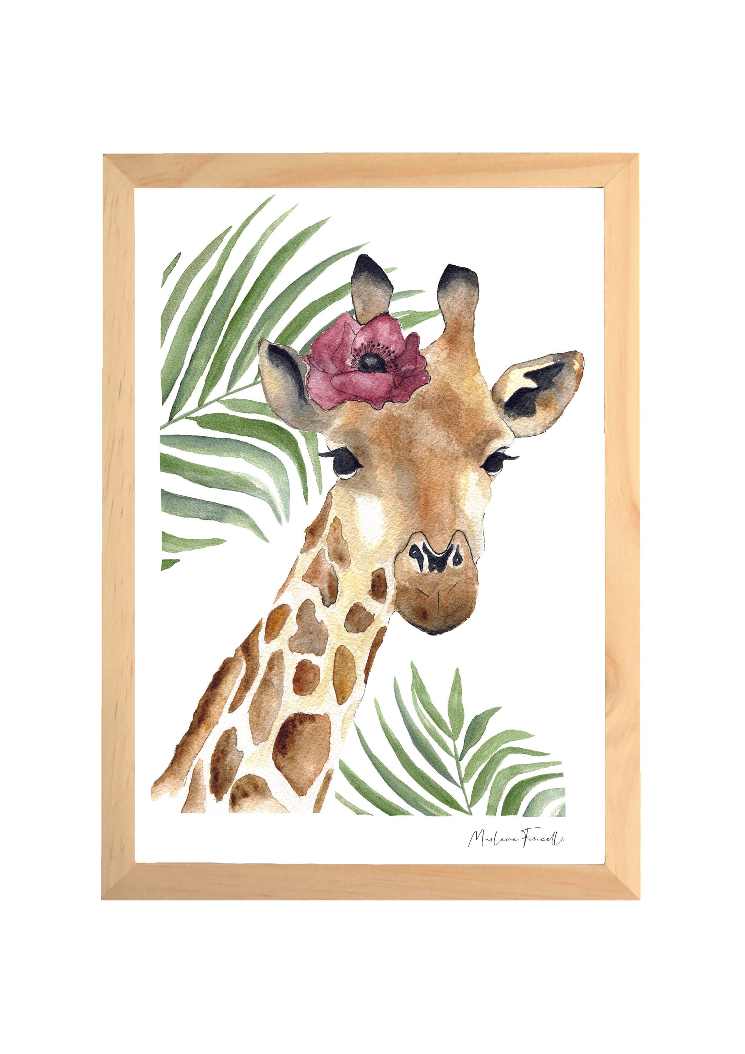 Cadre affiche aquarelle Girafe & Feuilles  Séraphine image 0