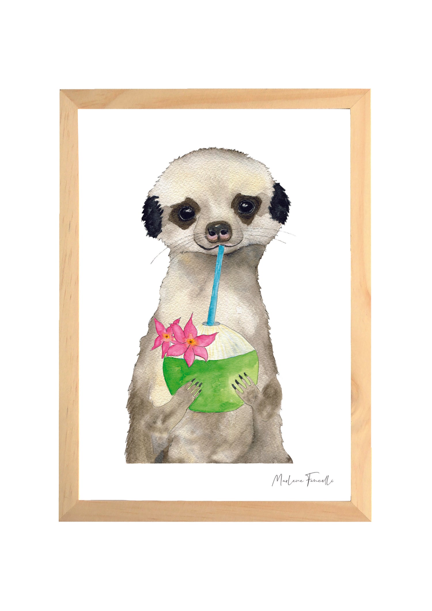 Cadre affiche aquarelle Suricate Summer image 0