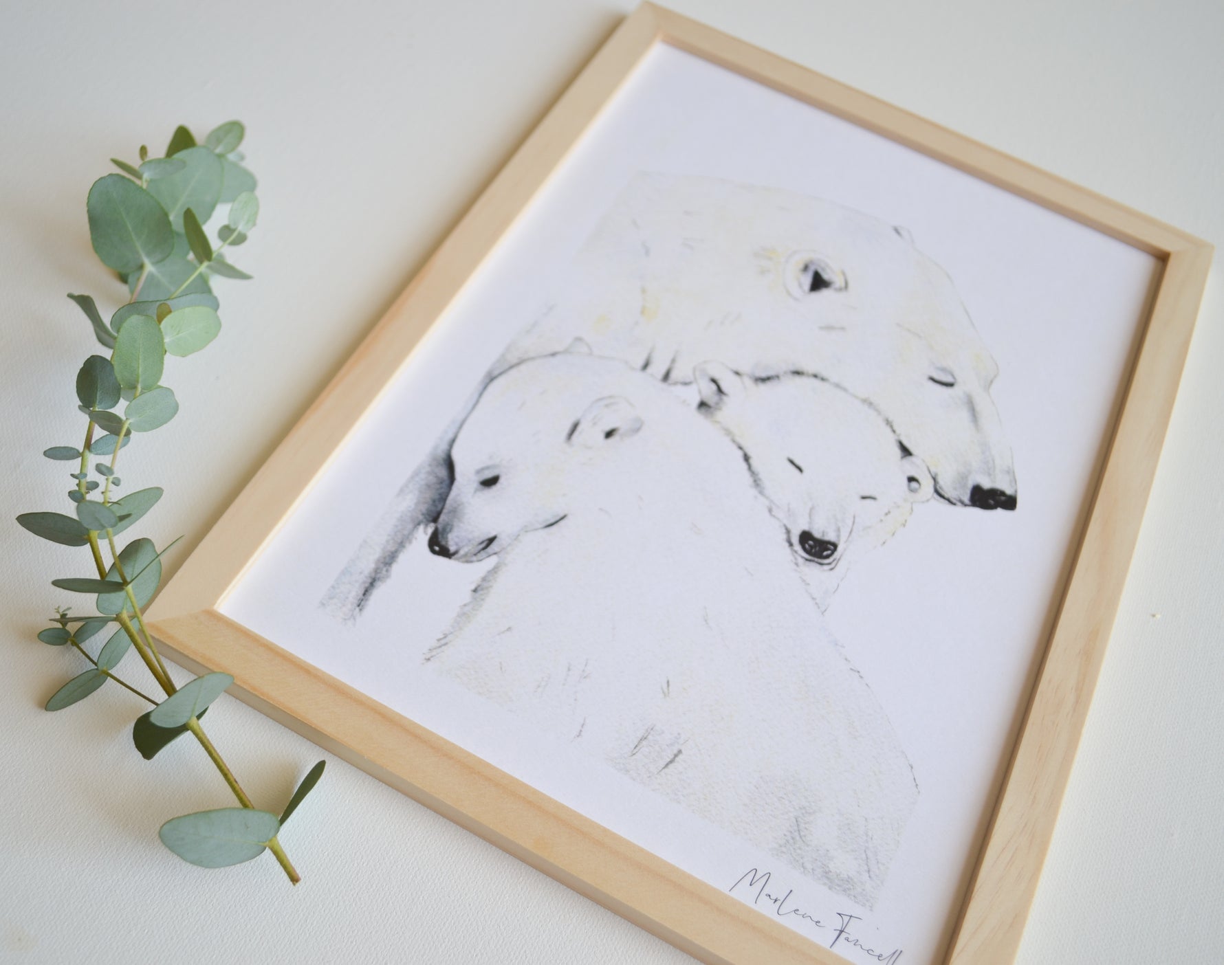 Cadre affiche aquarelle Famille Ours polaires image 3