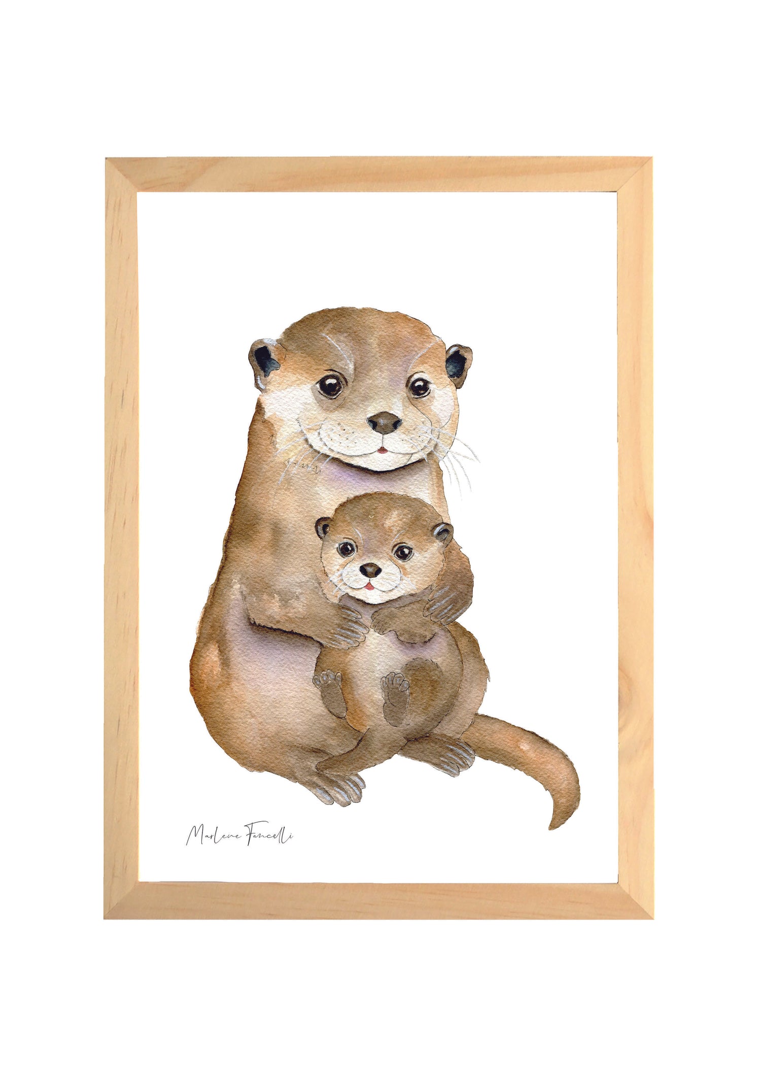 Cadre avec affiche aquarelle Famille Loutre image 0