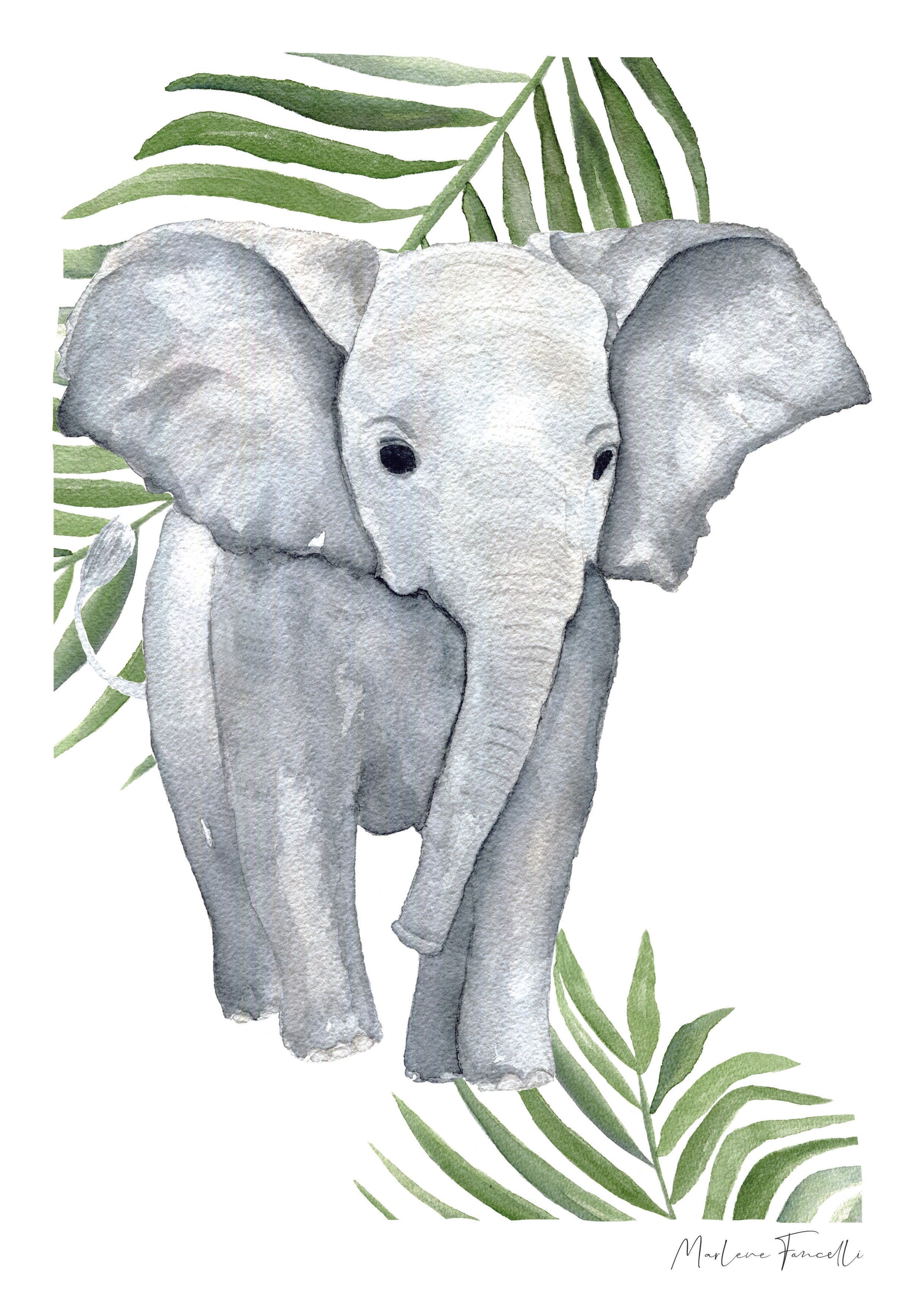 Cadre affiche aquarelle Eléphant & Feuilles Louis image 4
