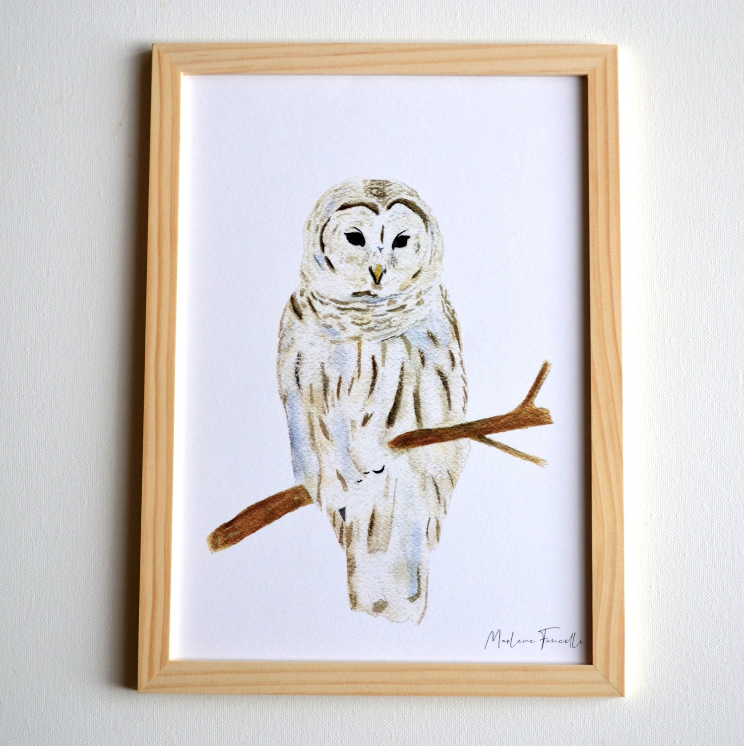 Cadre affiche aquarelle Chouette Edwige image 1