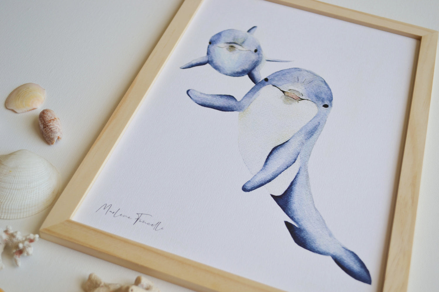 Cadre affiche aquarelle Famille Dauphin image 1