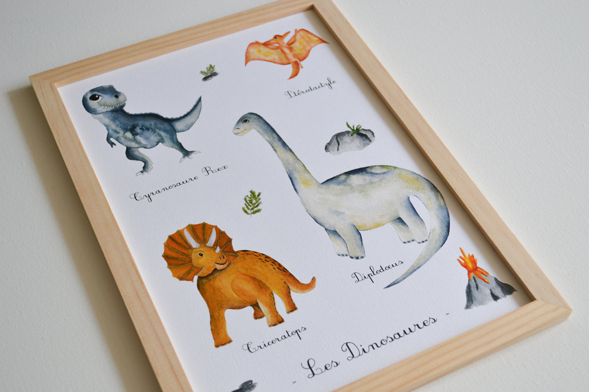 Cadre affiche aquarelle Les Dinosaures image 3