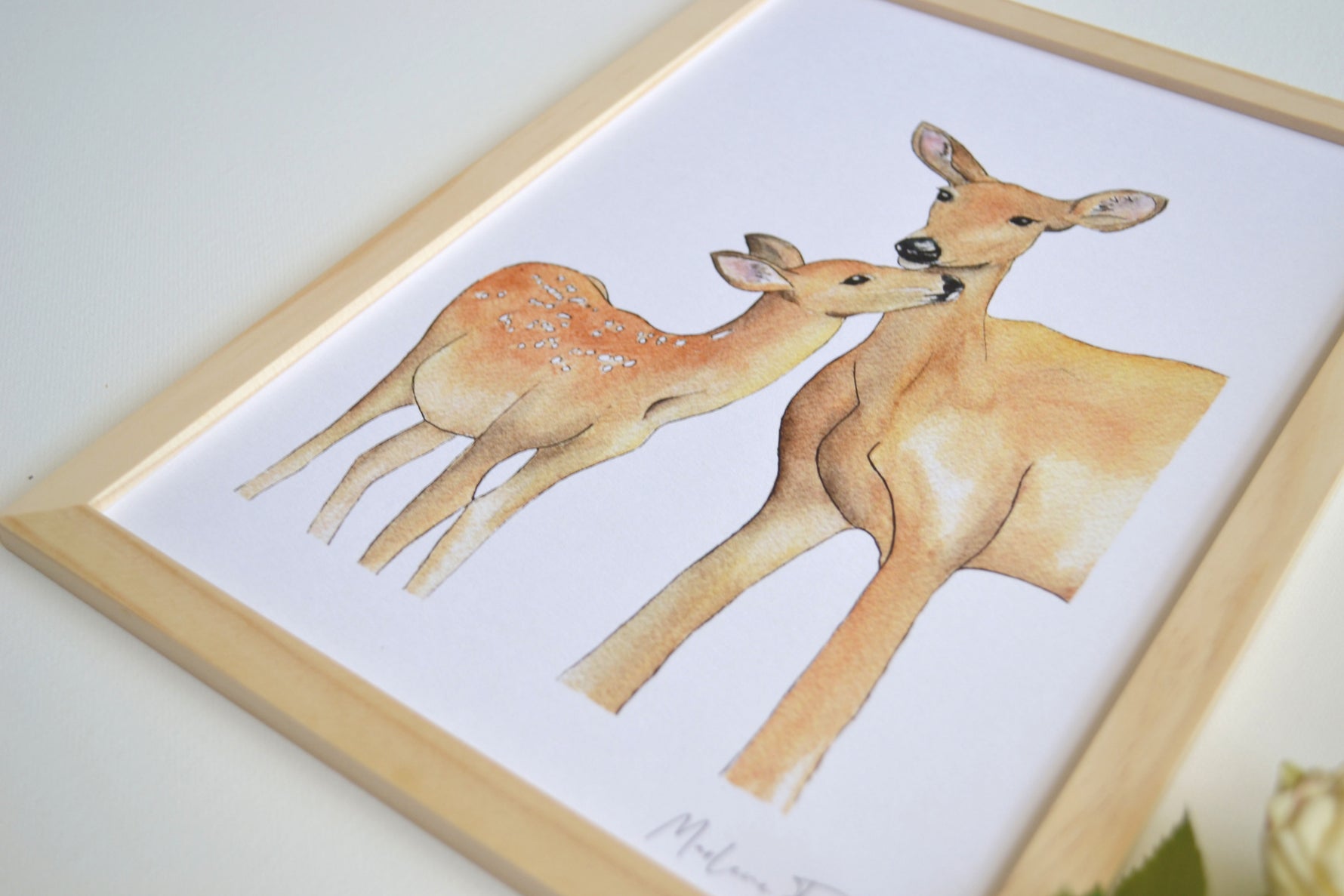 Cadre affiche aquarelle Famille Biche image 4