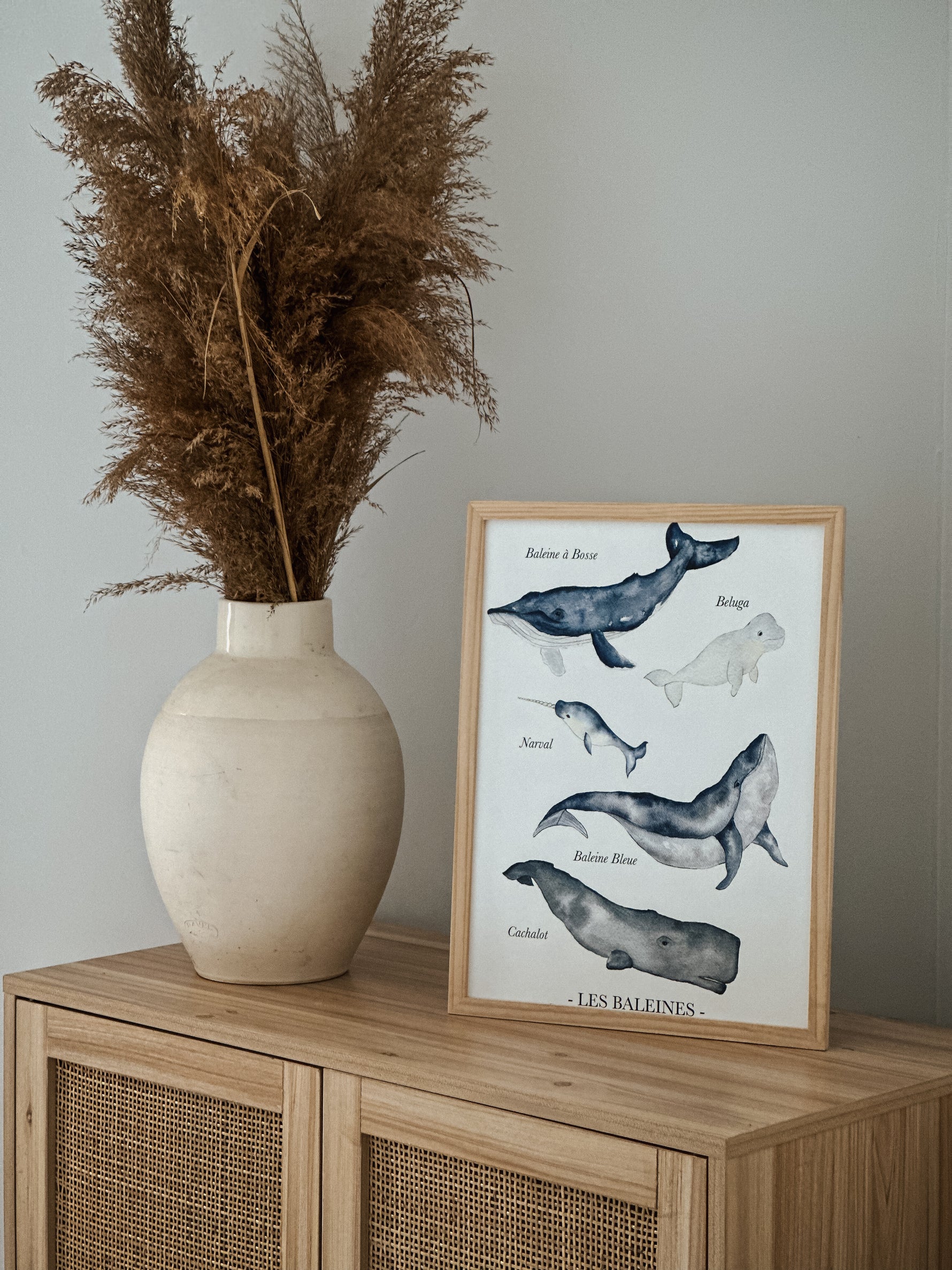Cadre affiche aquarelle Les Baleines image 1