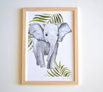Cadre affiche aquarelle Eléphant & Feuilles Louis image 2