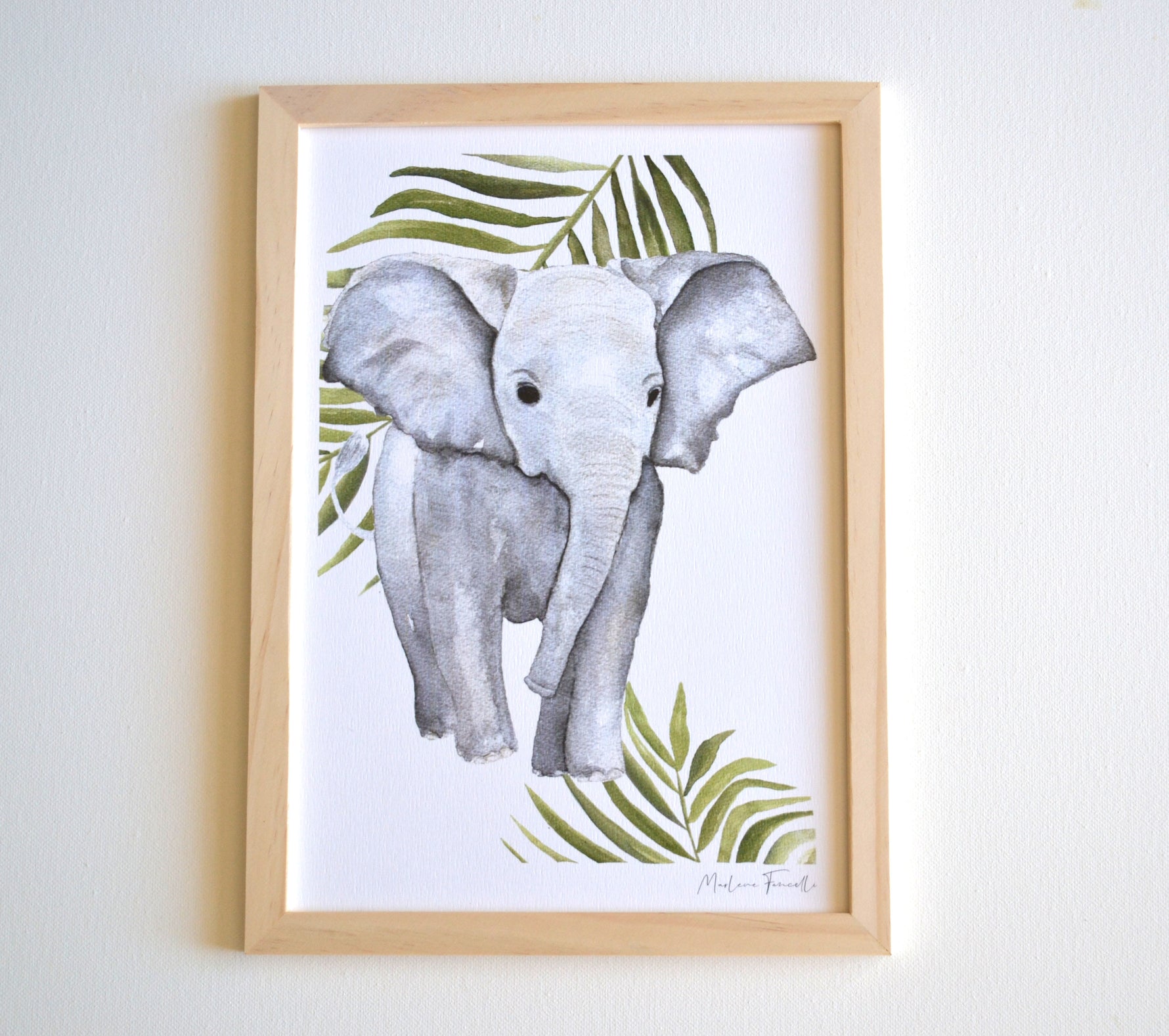 Cadre affiche aquarelle Eléphant & Feuilles Louis image 2