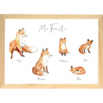 Cadre Famille renard aquarelle personnalisée image 2