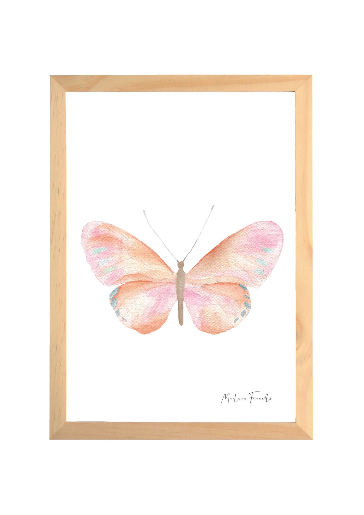 Cadre avec affiche aquarelle Papillon Rose image 0