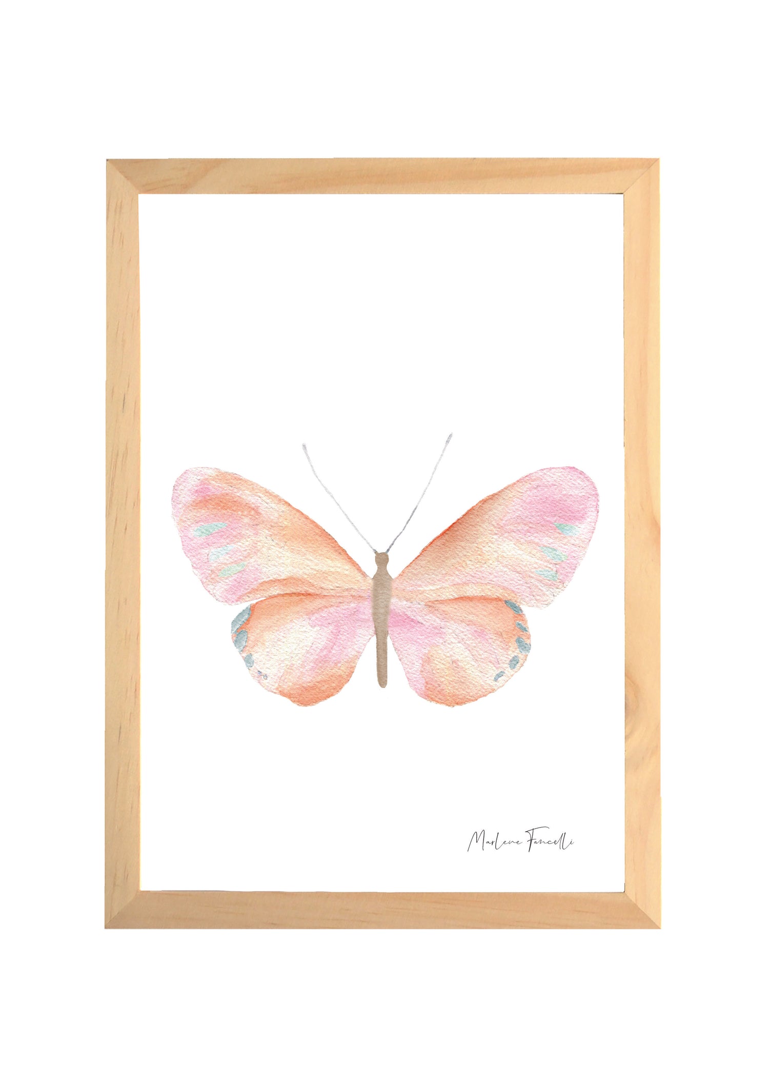 Cadre avec affiche aquarelle Papillon Rose image 0