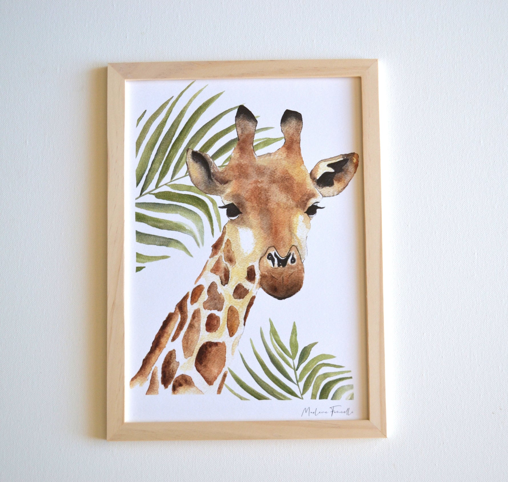 Cadre affiche aquarelle Girafe & Feuilles Séraphin image 2