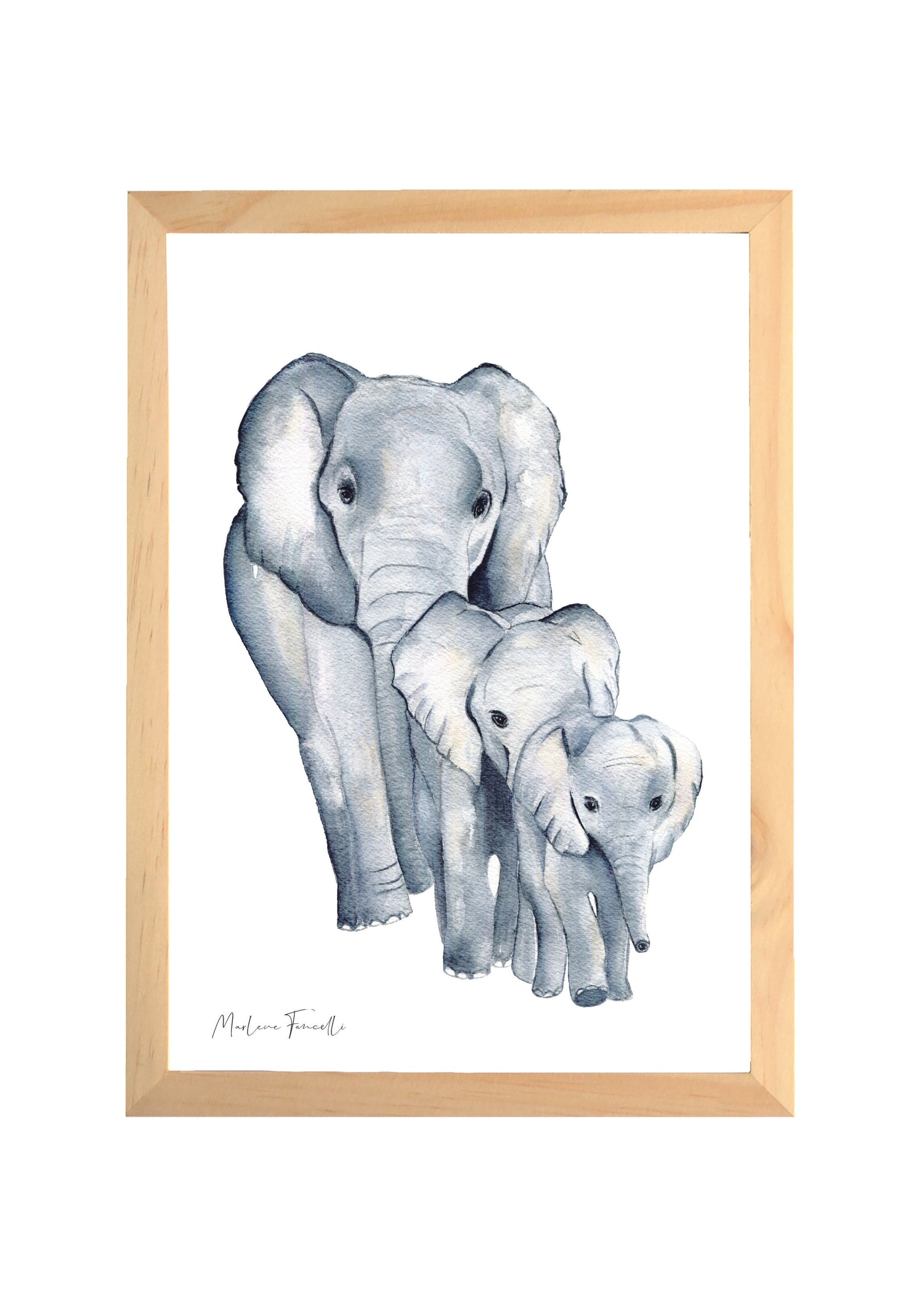 Cadre affiche aquarelle Famille Eléphant image 0