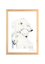Cadre affiche aquarelle Famille Ours polaires image 0