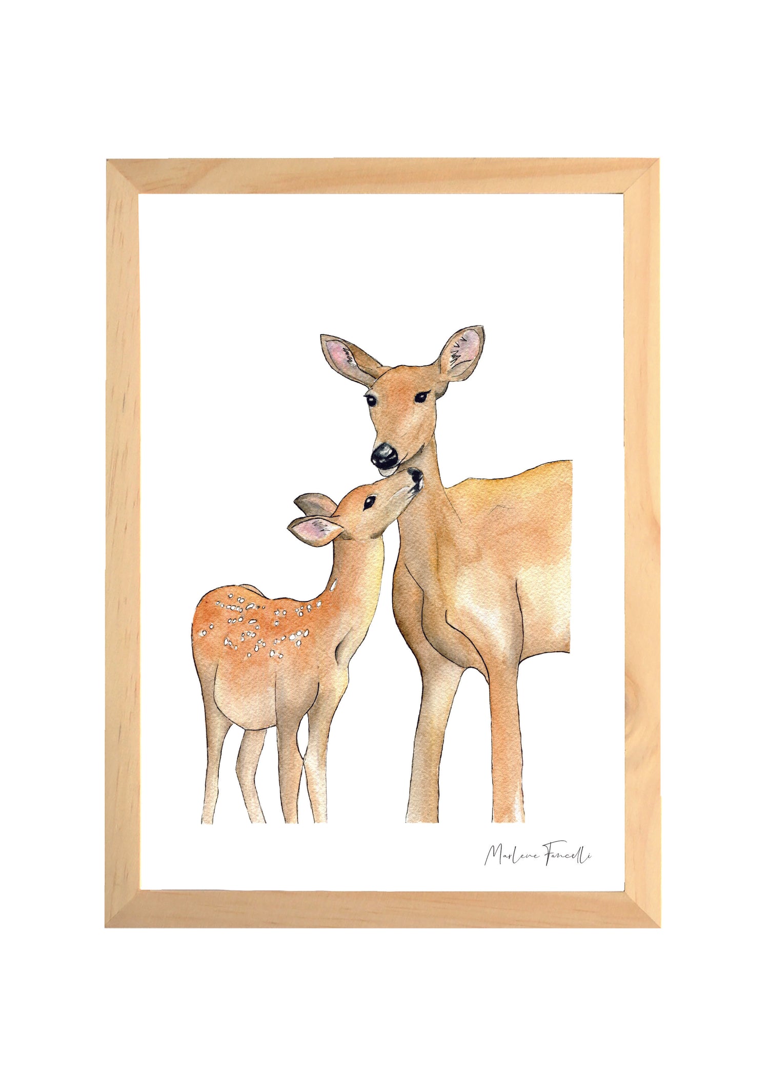 Cadre affiche aquarelle Famille Biche image 0