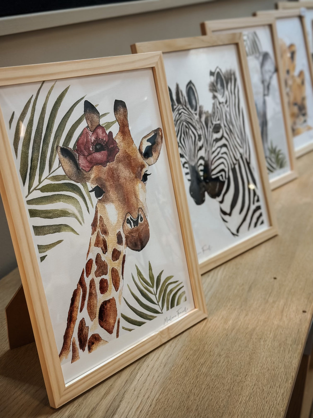 Cadre affiche aquarelle Girafe & Feuilles  Séraphine image 2