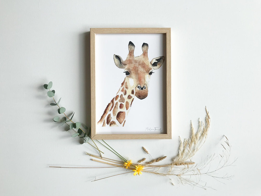 Cadre affiche aquarelle Girafe Séraphin image 1
