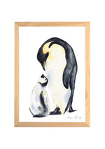 Cadre affiche aquarelle Famille Pingouin image 0