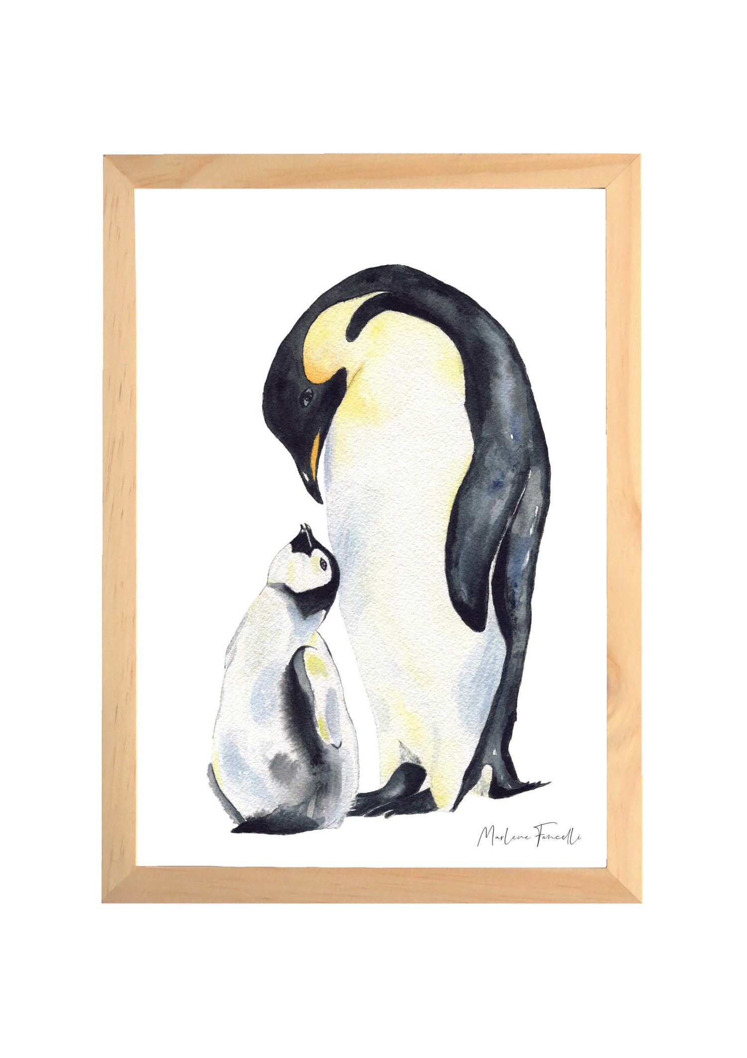 Cadre affiche aquarelle Famille Pingouin image 0