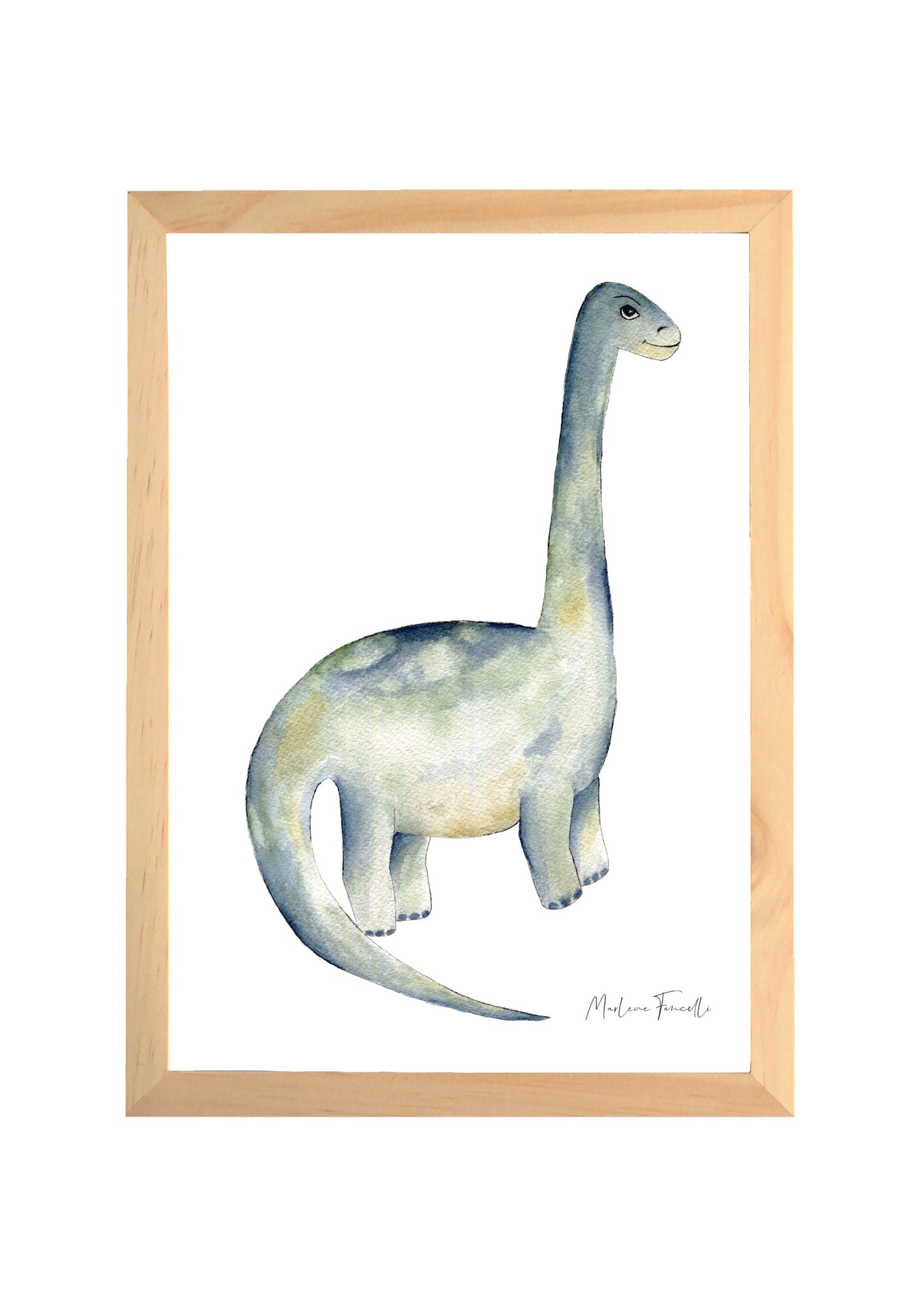 Cadre affiche aquarelle Diplodocus Pierre image 0