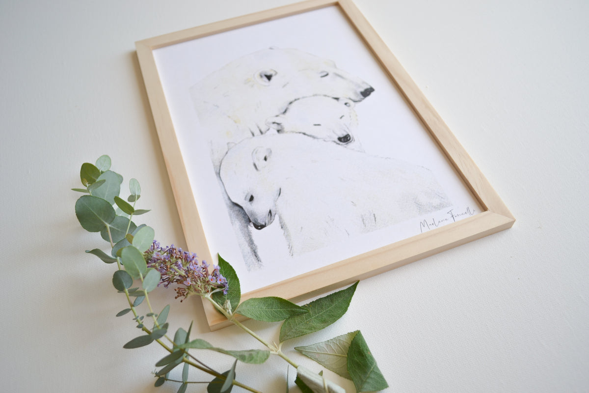 Cadre affiche aquarelle Famille Ours polaires image 4
